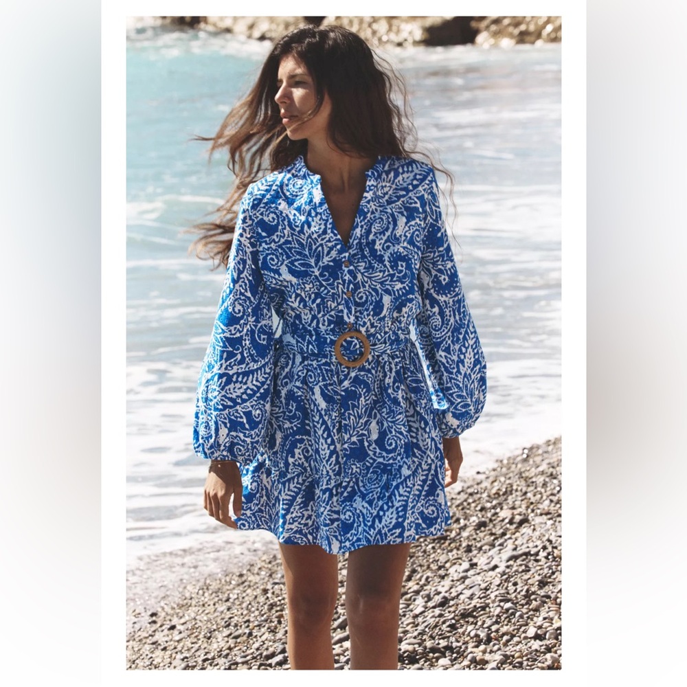 BRAND NEW Zara Embroidered Belted Dress- XL